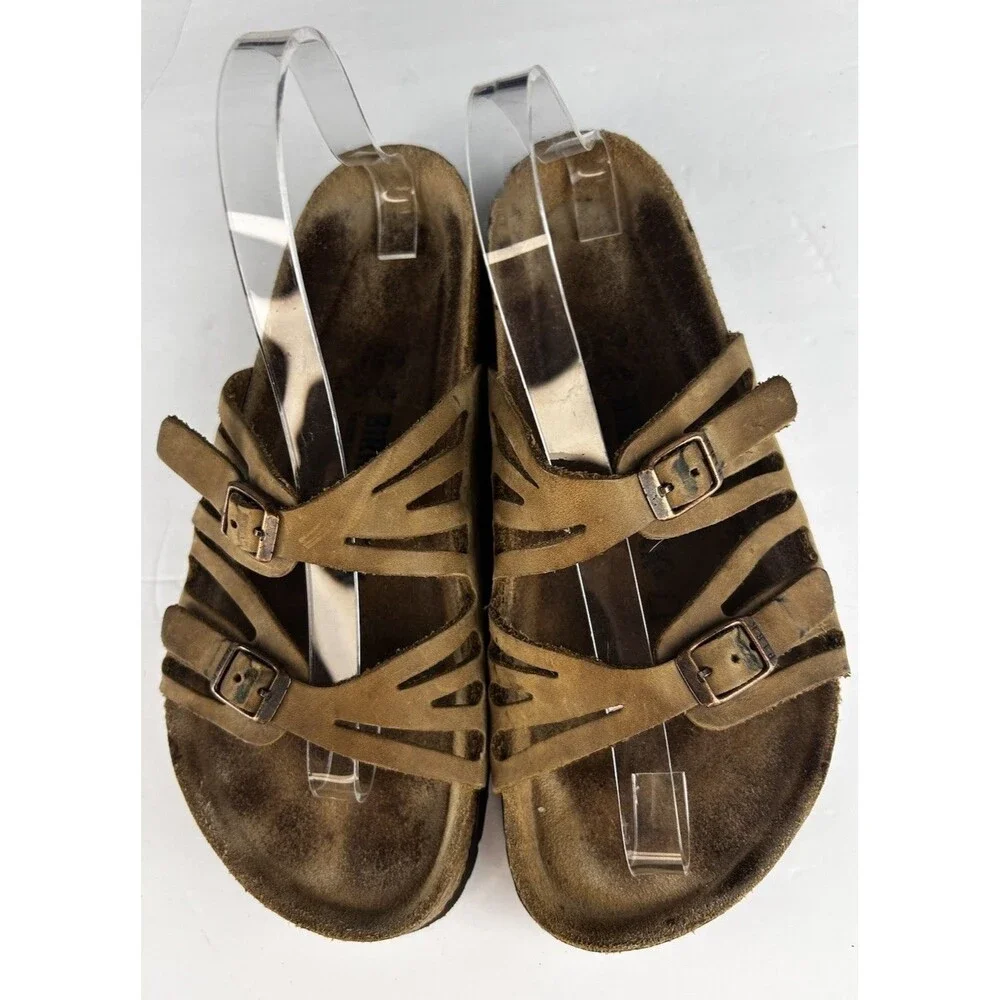Birkenstock Granada Tobacco Brown Oiled Leather Soft Footbed Sandals 39 8 - 8.5